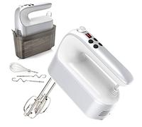 Yomelo 9-Speed Digital Hand Mixer Electric, 400W Powerful DC Motor, Baking Mixer Handheld with Snap-On Storage Case, Touch Button, Turbo Boost, Dough Hooks, Whisk (Silvery White)