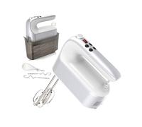 Yomelo Digital Hand Mixer, Electric Whisk, Hand Whisk Electric with 9 Speeds, Snap-On Storage Case, Touch Button, Turbo Boost, 5x Stainless Steel Accessories (Silver White)