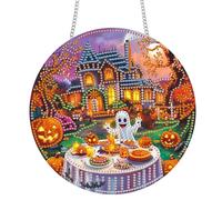 Yomiie Ghost Feast Sun Catcher Window Hanging - DIY Double Sided Diamond Painting Pendant Kit, Acrylic Diamonds Art Ornament for Front Door Sign & Indoor/Outdoor Garden Halloween Decor(8x8 inch)