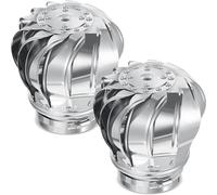 Yominerr 2 Pcs 110mm Non Power Roof Ventilator Wind Turbines Attic Air Vent for Houses Factory Attic Farm Leak Proof Vent Cap Fan