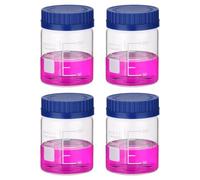 Yominerr 4 Pack Reagent Media Storage Bottles, 250ml Borosilicate Glass Wide Mouth Graduated Round Bottles with GL32 Screw Cap