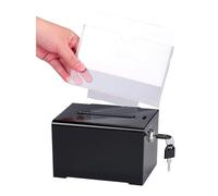 Yominerr Donation Box with Lock - Acrylic Suggestion Box with Slot, Ballot Lock Box with Sign Holder for Raffle, Voting Black