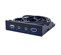 Yominerr Front Panel 2 Port USB 3.0 Hub with HD Audio and 3.5mm Earphone/Mic Jack for PC, Fits 20 Pin 3.5in Floppy Bay Color Black