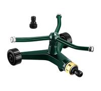Yominerr Metal Rotary Lawn Sprinkler 3 Arm Heavy Duty 360 Degree Automatic Revolving Whirling Water Sprinkler with Wheeled Base