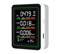 Yominerr Temperature/Formaldehyde Detector/Humidity TVOC Tester Air Quality Tester CO2 Monitor/Temperature/Formaldehyde Detector/Humidity TVOC for Rooms,Grow Tents White