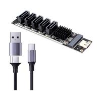 Yominerr TYPE-C to 5 Port SATA3.0 Adapter Card Riser Card JM575+JMS580 SATA3 6Gbps USB10G Chassis Server PC Computer Expansion