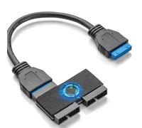 Yominerr Usb 3.0 19Pin 1 to 2 HUB with Chip and Modular Cable Design USB 19Pin HUB Motherboard 19Pin USB3.0 Data Extension Cable