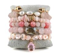 Yomisa 5pcs 6pcs Natural Boho Beads Bracelet Bangle for Women Men Healing Turquoise Jasper Agate Crystal Gemstone Chakra Multilayer Wrap Bohemian Handmade Jewelry Beads Stretch Bracelet Set, Round