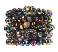 Yomisa 5pcs 6pcs Natural Boho Beads Bracelet Bangle for Women Men Healing Turquoise Jasper Agate Crystal Gemstone Chakra Multilayer Wrap Bohemian Handmade Jewelry Beads Stretch Bracelet Set, Round