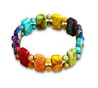 Yomisa Boho beaded bracelets for women,natural chakra turquoise stone jasper bead bracelet for women,Bohemian handmade stretch beads friendship bracelets, healing trendy western, One Size, Stone, No