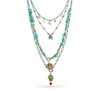 Yomisa Boho Layered Necklace for Women Trendy Multilayer Beads Long Necklace Bohemian Handmade Layered Natural Beads Chain Pendant Necklace Statement Western Beach Jewelry Gift, 長さ, Stone, Jasper