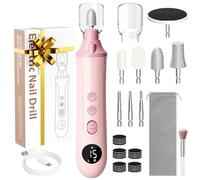 Yomisee Manicure and Pedicure Set, Cordless Electric Nail Files, Nail Drill with 8 Drill Bits, Rechargeable Toenail File for Thick Nails Cuticles Hard Skin Remover (Pink)