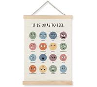 Yomisex Emotions Chart Mental Health Wall Art Poster, It Is Okay to Feel Feelings Chart Emotions Canvas Prints Wall Art Framed for Classroom Therapy Counseling Office Decor, 12x16 Inch