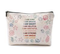 Yomisex Ocean Under the Sea Makeup Bag, Positive Affirmations for Kids, Preppy Coastal Beach Nautical Cosmetic Bags Toiletry Bag for Boys Girls Pencil Pouch