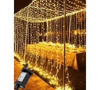 Yomistar Curtain Lights 6m x 3m 600 LED Curtain Fairy Lights Plug in, 8 Modes Christmas Curtain Lights Waterproof Hanging Fairy Lights Waterfall Lights for Wall Party Wedding Window
