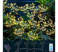 Yomistar Garden Solar Lights 4x160 LED Starburst Light with Remote, 8 Modes Firefly Light Waterproof Firework Solar Garden Lights Outdoor for Patio Yard Lawn (Warm White)