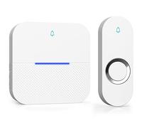 Yomiuwo Lighted Wireless Doorbell for Home, Waterproof Battery Doorbell 1,000ft Range, 5 Volume Levels with 58 Doorbell Chimes & LED Flash (White, Doorbell with 1 Button & 1 Receiver)