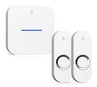 Yomiuwo Lighted Wireless Doorbell for Home, Waterproof Battery Doorbell 1,000ft Range, 5 Volume Levels with 58 Doorbell Chimes & LED Flash (White, Doorbell with 2 Button & 1 Receiver)
