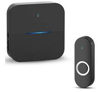 Yomiuwo Lighted Wireless Doorbell - Home Waterproof, 1,000ft Range, 5 Volume Levels, 58 Chimes & LED Flash - Black, 1 Button & 1 Receiver