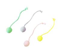 Yomiyuyr Cat Toy Mouse, Cotton Rope Weaving Mouse Toy with Builtin Sound Stone, Set of 4 Toy Mice for Cats, Interactive Cat Rope Toy to Relieve Boredom (Cotton Ball)