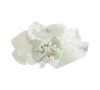 Yomiyuyr Cute Pet Bib Collar, Green Lace Cat Scarf with Bow and Bells, Soft Mohair Cat Bib Collar for Costume, Pet Saliva Towel for Cats and Small Dogs, Fashion Pet Accessories (L)