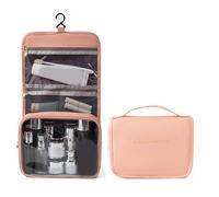Yomiyuyr Portable Travel Toiletry Bag, Large Capacity PU Leather Organizers with Handle, Multi Compartment for Cosmetics and Fundamentals, Watertight Travel Makeup Bag (Redness)