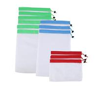 Yomiyuyr Reusable Mesh Produce Bags, Breathable Drawstring Bags for Fruits & Vegetables, 12Pack with Various Sizes for Shopping and Storage