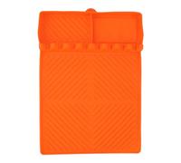Yomiyuyr Silicone Griddle Tools Mat, Silicone Grill Tools Mat for Kitchen Cooking, Anti Slip Heat Griddle Accessory with 8 Slots for Utensils and BBQ Tools, 16x11.5in (Orange)