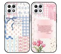 Yomjew 2 Pack Aesthetics Bow Flower Collage Phone Cases for T-Mobile Revvl 7 5g 6.58 Inch, Case Cute Pattern Shockproof Soft Protective for Women Girls Phone Cover Funda