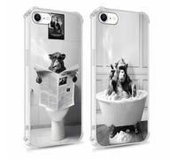 Yomjew 2 Pack Cute Clear Monkeys Phone Case for iPhone 7/8 / SE 2020/2022 4.7 inches, Aesthetic Trendy Preppy Monkeys Pattern Case Protective Soft Slim Shockproof TPU Cover for Girls Woman, Grey