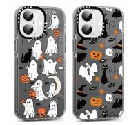 Yomjew 2 Pack Halloween Phone Case for iPhone 17 6.3", Clear Case with Cute Cool Pumpkin Ghost Cat Pattern Design, Shockproof Soft Silicone Cover for Teen Girls and Boys, Women and Men