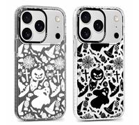 Yomjew 2 Pack Halloween Phone Case for iPhone 17 Pro 6.3", Clear Case with Cute Cool Pumpkin Ghost Animal Pattern Design, Shockproof Soft Silicone Cover for Teen Girls and Boys, Women and Men