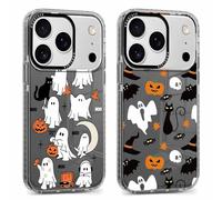 Yomjew 2 Pack Halloween Phone Case for iPhone 17 Pro 6.3", Clear Case with Cute Cool Pumpkin Ghost Cat Pattern Design, Shockproof Soft Silicone Cover for Teen Girls and Boys, Women and Men