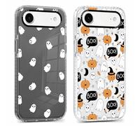 Yomjew 2 Pack Halloween Phone Case for iPhone Air 6.5", Clear Case with Cute Cool Pumpkin Ghost Skeleton Pattern Design, Shockproof Soft Silicone Cover for Teen Girls and Boys, Women and Men