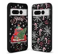 Yomjew 2 Pack Merry Christmas Phone Case for Google Pixel 7 Pro 5G 6.7", Cute Christmas Tree Pattern Xmas Car Truck Candy Design Case Decorations Shockproof TPU Cover for Girls Women