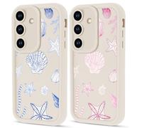 Yomjew 2 Pack Pink Blue Seashell Starfish Coral Coastal Pattern Phone Case for Samsung Galaxy A15 5G 6.5", Cute Aesthetic Ocean Animal Design Shockproof Soft Slim Flexible TPU Cover for Boy Girls