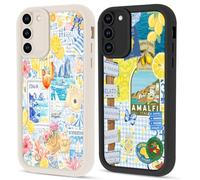 Yomjew 2 Pack Summer Italian Collage Phone Case for Samsung Galaxy S20 FE 5G 6.5", Pretty Coastal Flower Fruit Lemon Coral Reef Pattern Checkered Design Cover Soft TPU Protective Cases for Women Girls