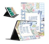 Yomjew Blue Floral Collage Jesus Bible Verses Tablet Case for iPad 6th/5th Gen Case 2018/2017 9.7 Inch, Christian Quote God Flower Cases for Boy Girl, Trendy Protective Cover Flip Leather PU Funda