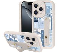 Yomjew Blue Jesus God Collage Phone Case for iPhone 16 Pro Max 6.9" with Adjustable Soft Finger Hand Wrist Strap, Christian Quote Flower Design Cover Shockproof TPU Bumper Case for Girls Boy