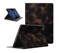 Yomjew Cool Retro Tortoise Shell Tablet Case for iPad Pro 2021/2020/2018 12.9 Inch, Brown Amber Leopard Print Trendy Design Cover forBoy Girls, Protective Cases Flip Leather PU Funda