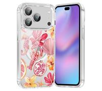 Yomjew Cute Summer Sea Turtle Starfish Clear Phone Case for iPhone 17 Pro 6.3'', for MagSafe Aesthetic Ocean Life Floral Magnetic Protective Cover, Anti-Yellowing with Wireless Charging Support