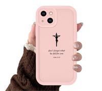 Yomjew Jesus Cross Phone Case for iPhone 15 6.1", Simple Bible Verse Quote [Don't Forget What He Did for You] Design Cover God Religious Soft TPU Drop Resistant Protection Funda for Girls Boy