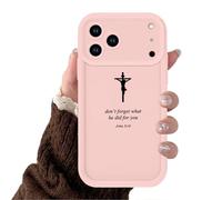 Yomjew Jesus Cross Phone Case for iPhone 17 Pro Max 6.9", Simple Bible Verse Quote [Don't Forget What He Did for You] Design Cover God Religious Soft TPU Drop Resistant Protection Funda for Girls Boy