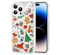 Yomjew Merry Christmas Phone Case for iPhone 14 Pro Max Clear Case 6.7", Cute Xmas Cover with Snowman Tree Candy Canes Pattern Design Shockproof Soft TPU Hard PC Back Protection Girls Women Funda