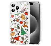 Yomjew Merry Christmas Phone Case for iPhone 15 Pro Clear Case 6.1", Cute Xmas Cover with Snowman Tree Candy Canes Pattern Design Shockproof Soft TPU Hard PC Back Protection Girls Women Funda