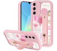 Yomjew Pink Jesus Bow Collage Phone Case for Samsung Galaxy A16 5G 6.7" with Adjustable Finger Kickstand, Christian Quote God Girly Bowknot Soft TPU Bumper Protective Cover for Girls Women
