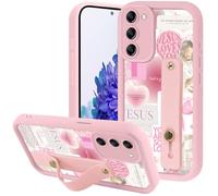 Yomjew Pink Jesus Bow Collage Phone Case for Samsung Galaxy S20 FE 5G 6.5" with Adjustable Finger Kickstand, Christian Quote God Girly Bowknot Soft TPU Bumper Protective Cover for Girls Women