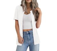 Yommay Cardigans for Women Short Sleeve Casual Lightweight Ladies Knitted Patterns Slim Fit Basic Cardigan Coat,White,XL