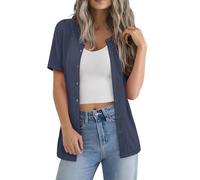 Yommay Cardigans for Women Short Sleeve Casual Lightweight Ladies Knitted Patterns Slim Fit Basic Cardigan Coat,Navy Blue,M