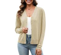 Yommay Womens Cardigans Long Sleeve Open Front Crochet Knit Cardigan Lightweight Casual Fashion Ladies Soft Outerwear Elegant,Apricot,L